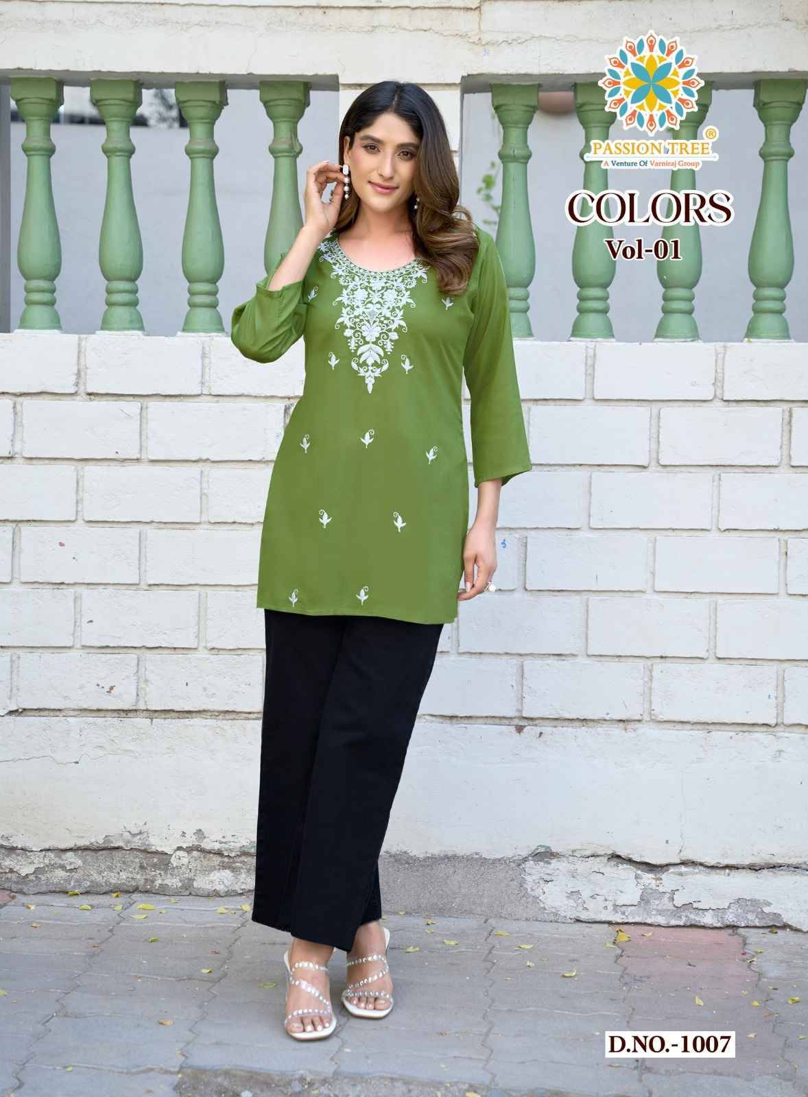 COLORS VOL-1 By PASSION TREE 1001 To 1008 Series  Designer Ethnic Wear Collection Rayon Tops At Wholesale Price